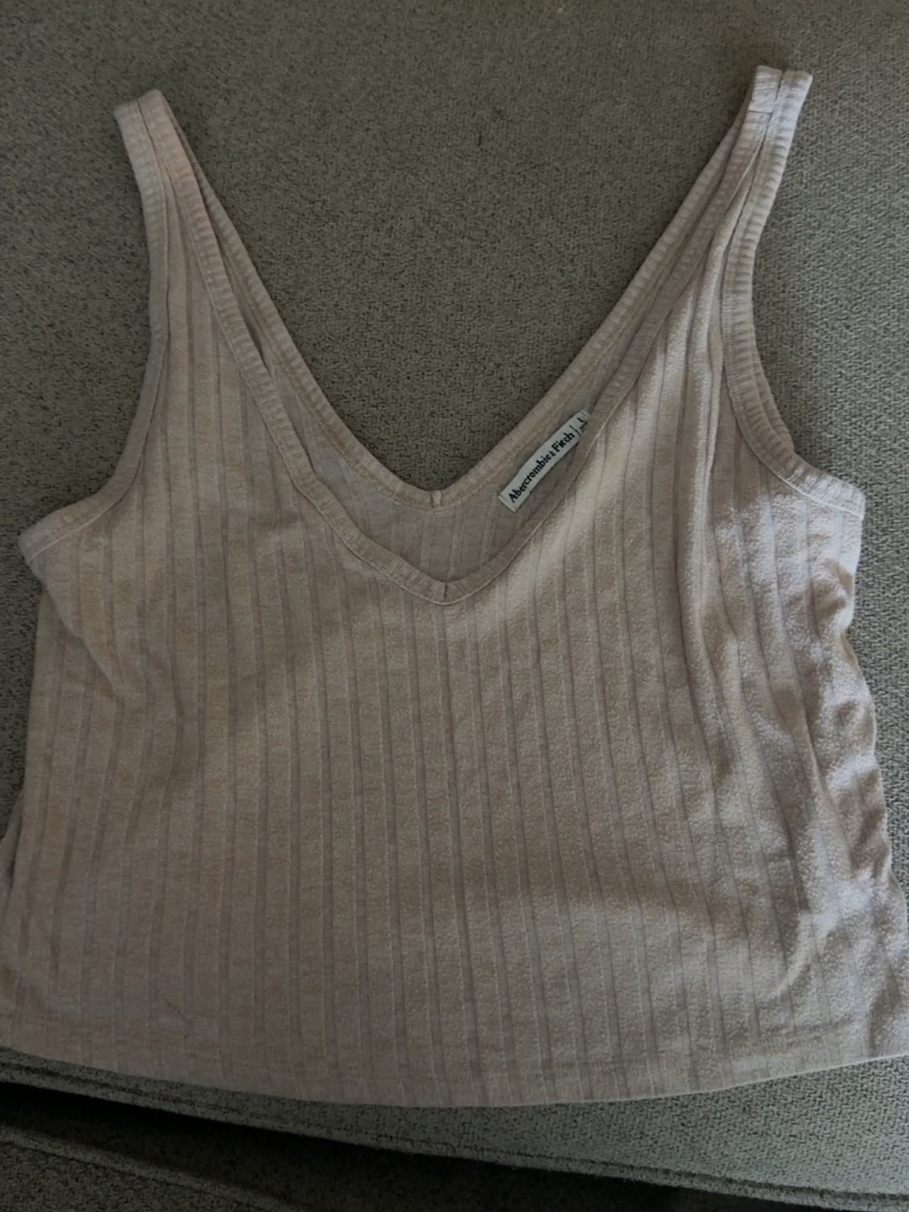 Abercrombie & Fitch Light Cream Ribbed V-Neck Tank